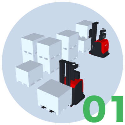 無人フォークリフト（AGF）の用途：屋内運搬