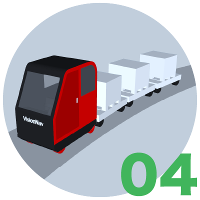 無人フォークリフト（AGF）の用途：屋外牽引